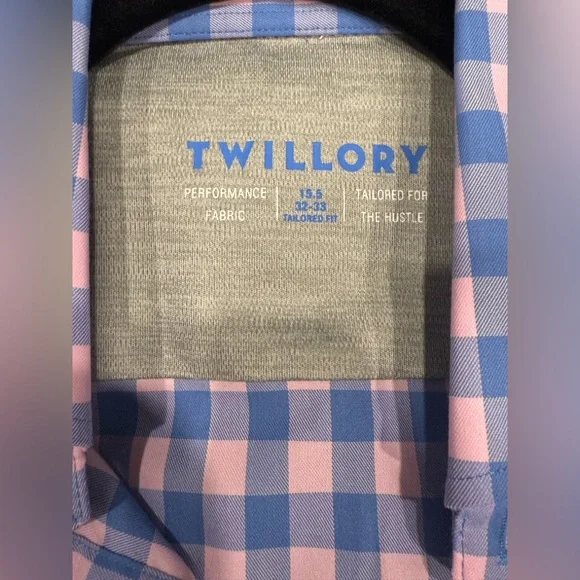 Twillory- Trendsetter- Performance Pink Blue Gingham- Tailored Fit- 15.5 / 32-33 - Picture 4 of 5